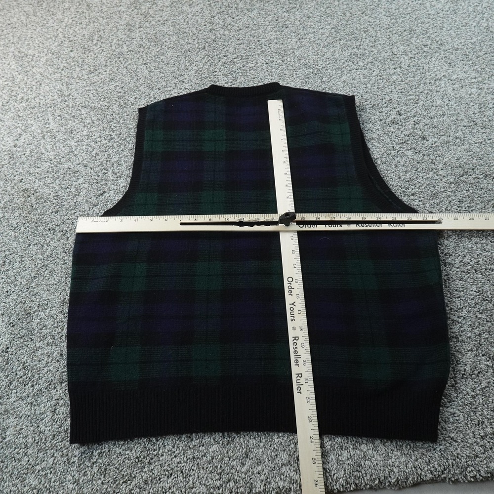 VTG Polo Ralph Lauren Vest Mens L Blackwatch Tartan Plaid Lambswool Sweater 90s - Picture 4 of 7